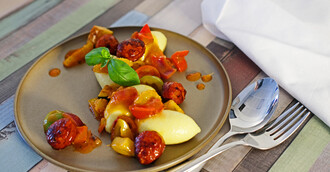 Buonfatti Spinaci mit Orangen Ratatouille und Chorizo