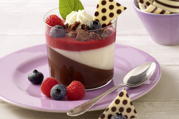Duett von Panna Cotta und Schokolade