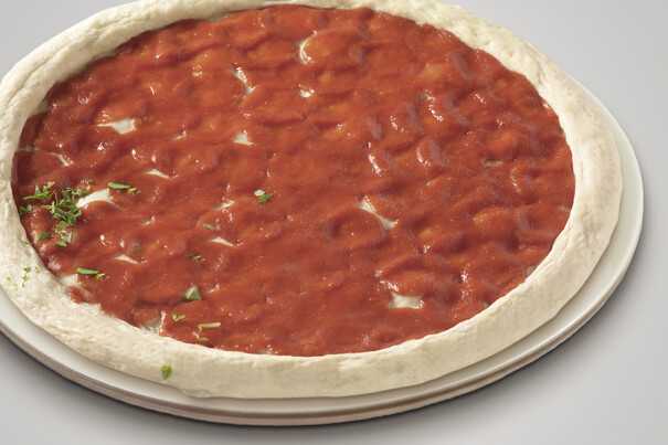 Rohteigpizzaboden mit Pulpe